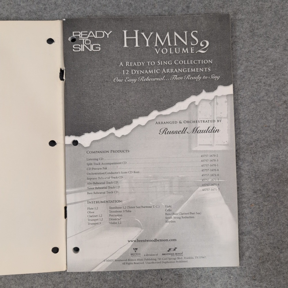 Ready to Sing Hymns Volume 2 Russell Mauldin SATB Choral Music 3 Book Lot - Picture 2 of 3